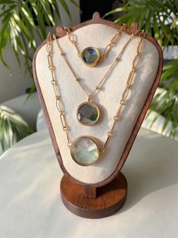 Sea glass jewelry on display